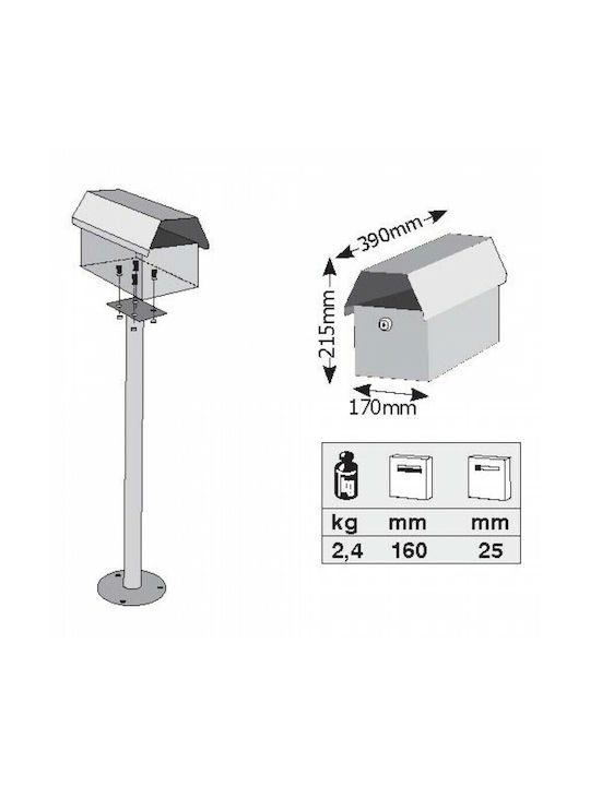 Viometal Außenbereich Briefkasten Metallisch in Weiß Farbe 21.5x17x39cm