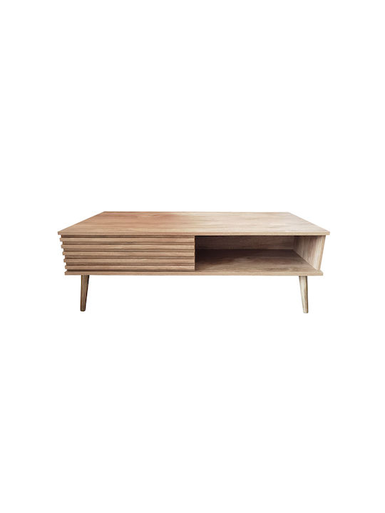 Rectangular Coffee Table Kiros Wooden Beige L119xW59xH41cm.