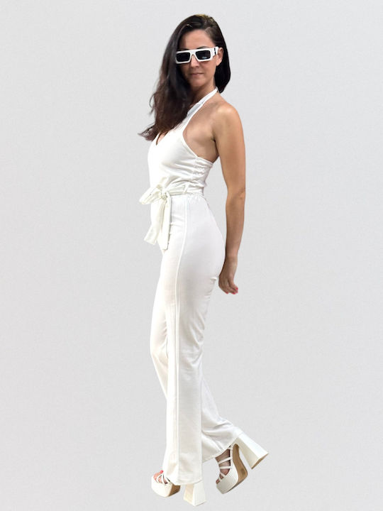 Women's Sleeveless One-piece Suit White