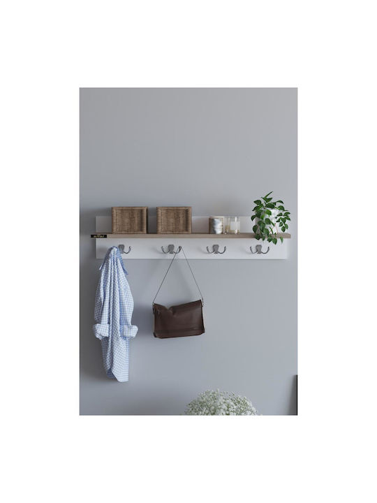 ArteLibre Wall Hanger Lerato Wooden 10 Hooks White