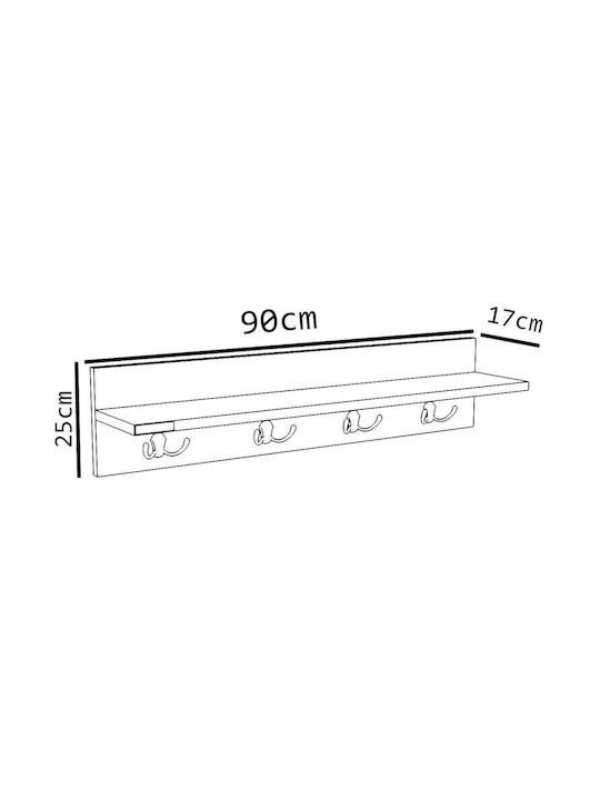 ArteLibre Wall Hanger Lerato Wooden 10 Hooks White