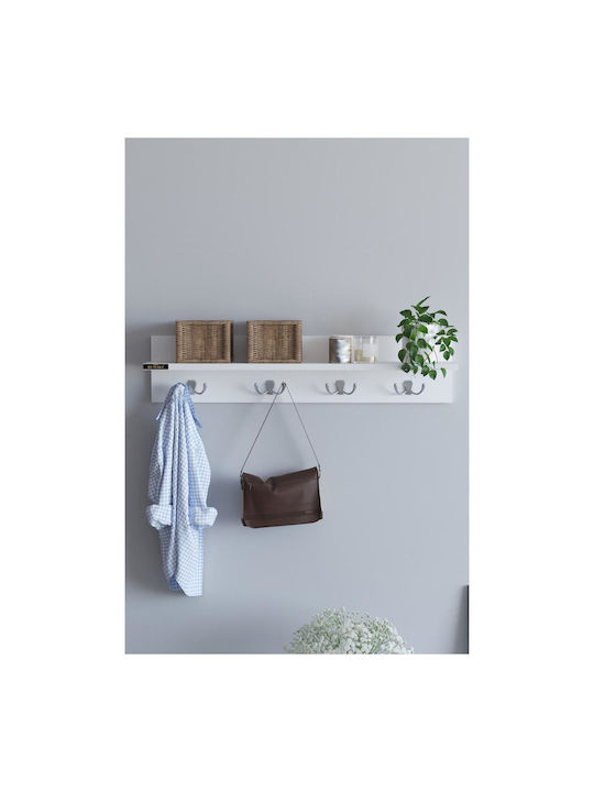 ArteLibre Wall Hanger Lerato Wooden 8 Hooks White