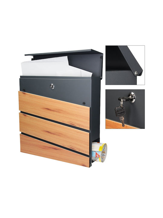 ML-Design Γραμματοκιβώτιο Μεταλλικό σε Γκρι Χρώμα 37x36.5x11cm