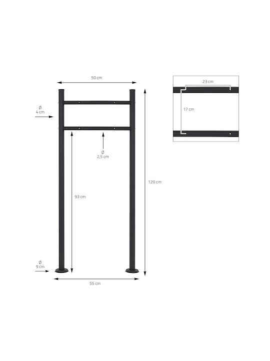 ECD Germany Външна Пощенска Кутия Inox в Черен Цвят 37x10.5x36.5см