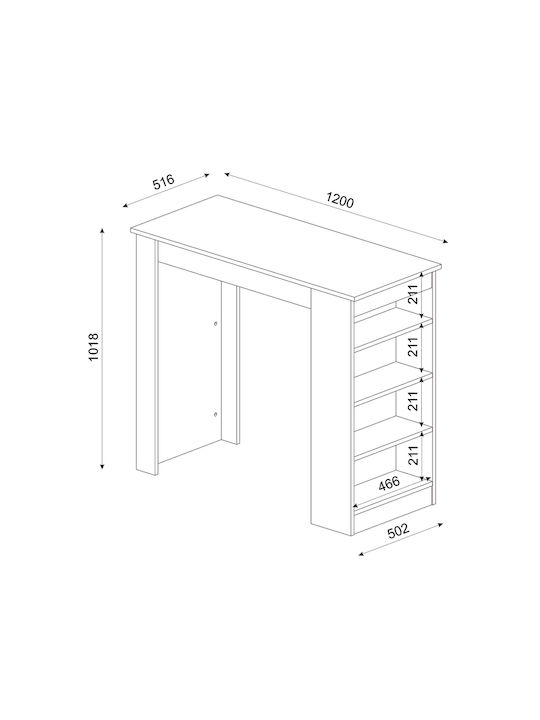Monaco Τραπέζι Μπαρ Ξύλινο 120x51.6x101.8εκ.