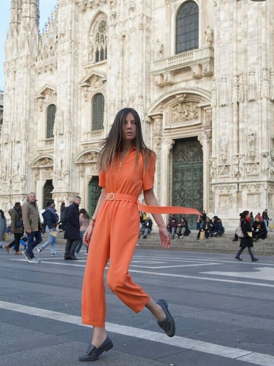 Women's Short-sleeved One-piece Suit Orange