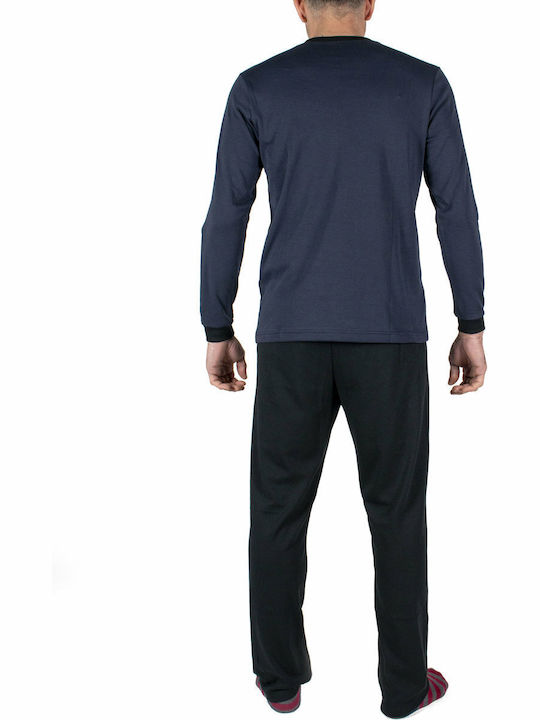 A.A UNDERWEAR Χειμερινή Ανδρική Πιτζάμα Navy Μπλε