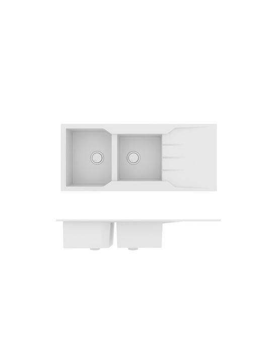 Sanitec Ultra Granite Drop-In Sink Left Synthetic Granite W116xD50cm Grafite