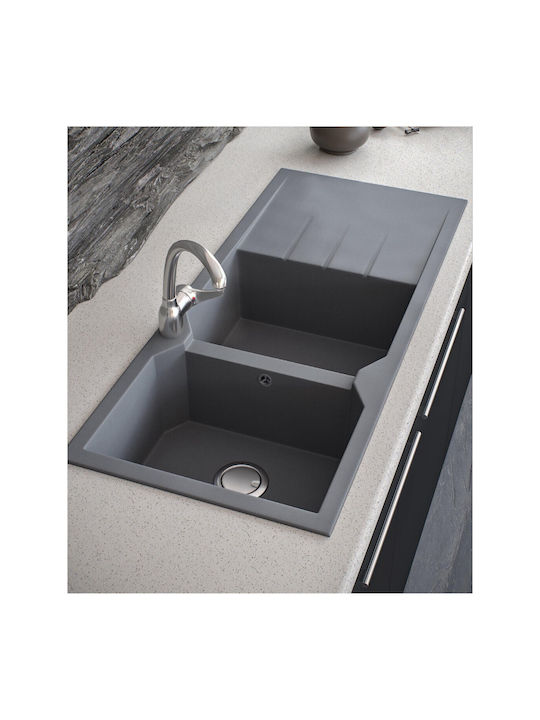 Sanitec Ultra Granite Drop-In Spüle aus Verbundgranulat B116xT50cm Pietra