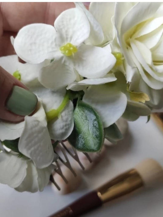 Brautkamm mit weißen Blumen wie echte Blumen 23cm