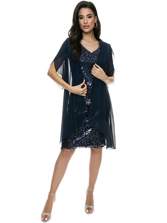 RichgirlBoudoir Καλοκαιρινό Midi Βραδινό Φόρεμα με Δαντέλα Μπλε