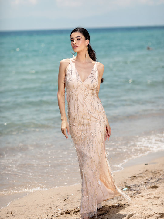 RichgirlBoudoir Summer Maxi Dress with Slit Gold