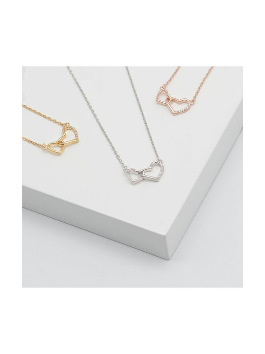 Amor Amor Necklace with design Heart from Gold Plated Silver with Zircon