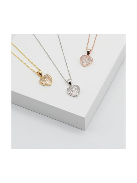 Amor Amor Halskette mit Design Herz aus Vergoldet Silber mit Zirkonia
