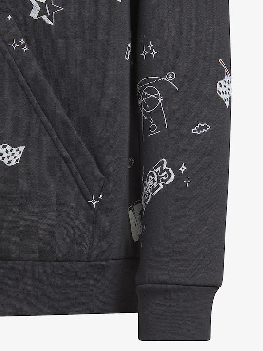 Athleisure Kids Cardigan Cotton Sweatshirt With Hood Black Brand Love