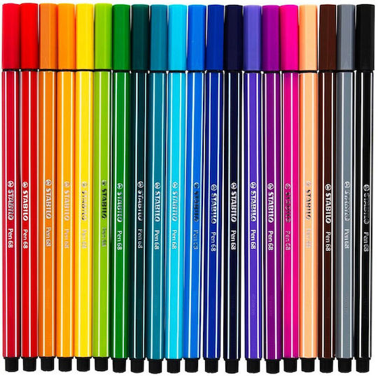 Stabilo Pen 68 Маркери за Рисуване 1мм Многоцветен 20бр