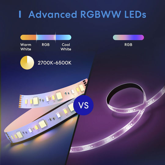 Meross Smart LED-Streifen Wi-Fi 12V RGB Licht 5m mit Netzteil & WiFi-Controller