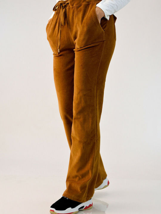 Sweatpants Jogger Velvet Tabac Brown