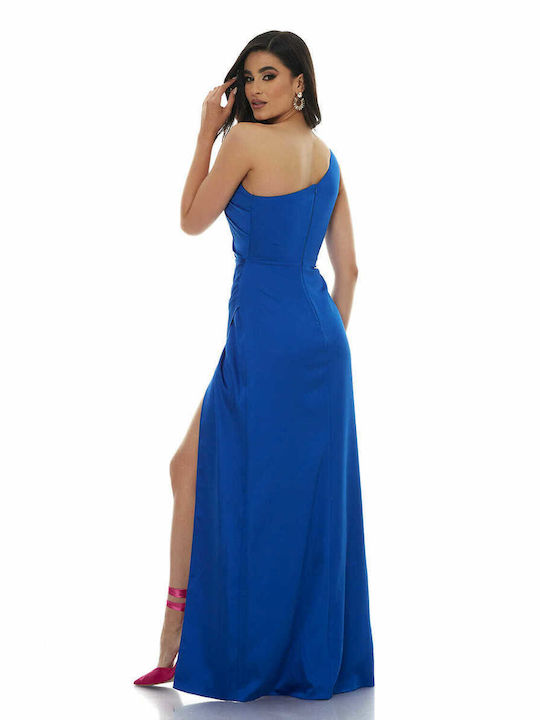 RichgirlBoudoir Sommer Maxi Kleid für Hochzeit / Taufe Satin Blau