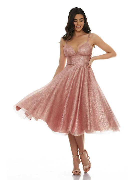 RichgirlBoudoir Midi Slip Dress Dress for Wedding / Baptism Satin Pink