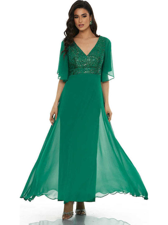 Summer Maxi Dress for Wedding / Baptism Green