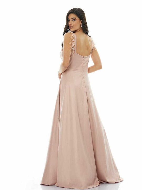 RichgirlBoudoir Maxi Φόρεμα για Γάμο / Βάπτιση Σατέν Ροζ
