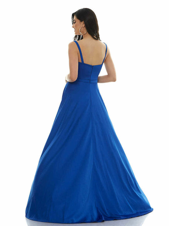 RichgirlBoudoir Sommer Maxi Kleid für Hochzeit / Taufe Satin Blau