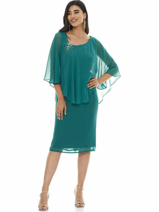Airy Summer Midi Dress for Wedding Christening Green