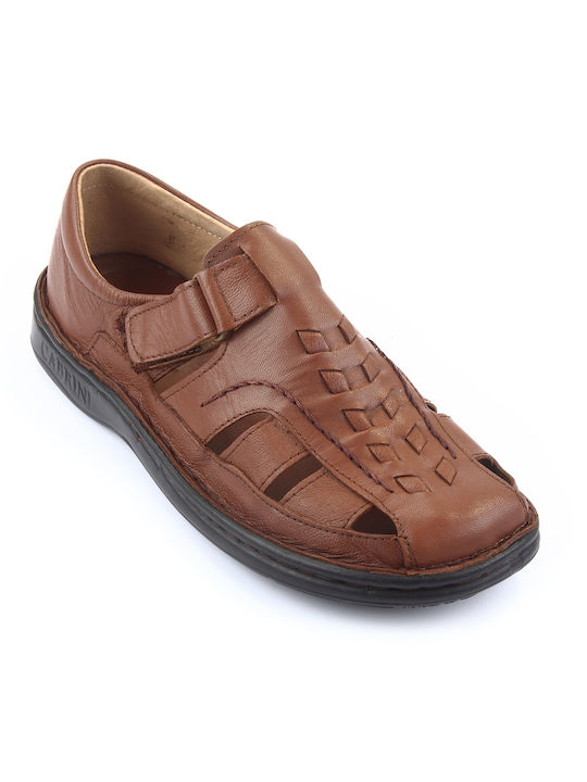 Fshoes Men's Leather Casual Shoes Brown