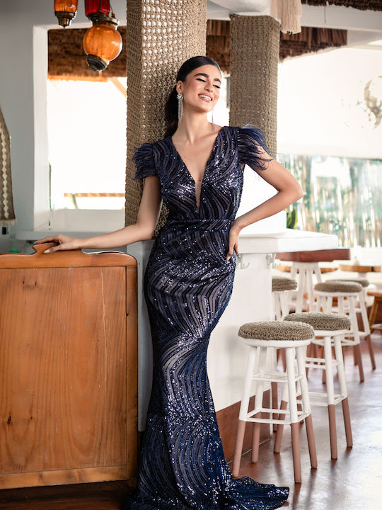 RichgirlBoudoir Καλοκαιρινό Maxi Βραδινό Φόρεμα Μπλε