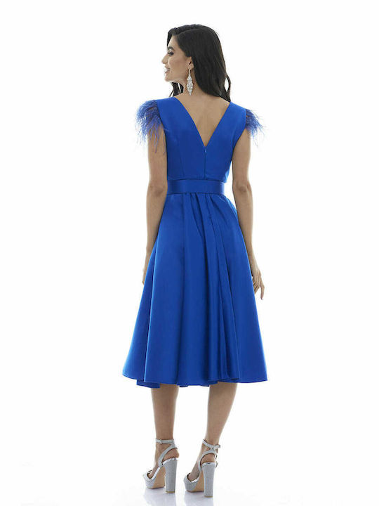 RichgirlBoudoir Midi Kleid für Hochzeit / Taufe Satin Blau