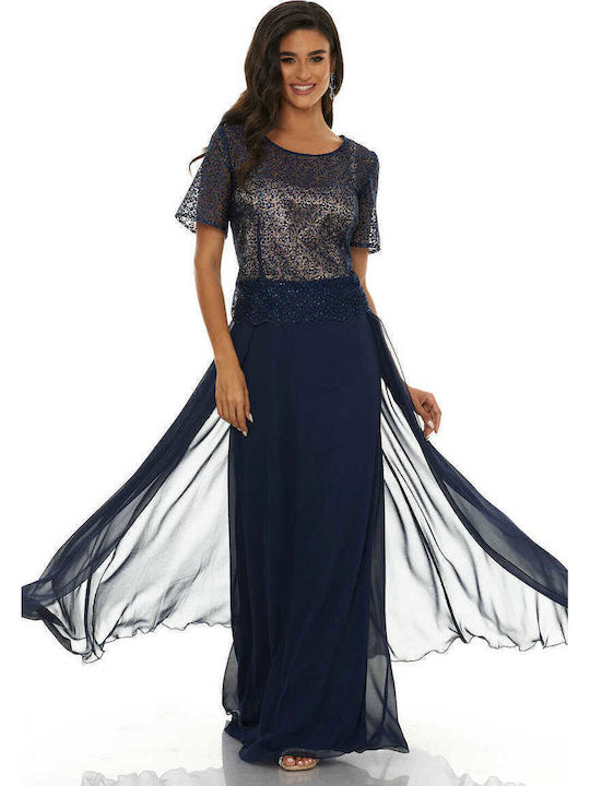 Summer Maxi Dress for Wedding - Christening Navy Blue