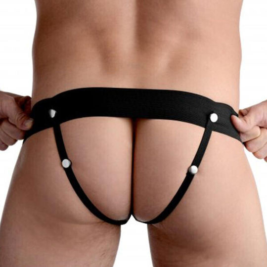 XR Pumper Inflatable Hollow Strap-On Harnașament cu Dildo 17.8cm în Culoare Negru