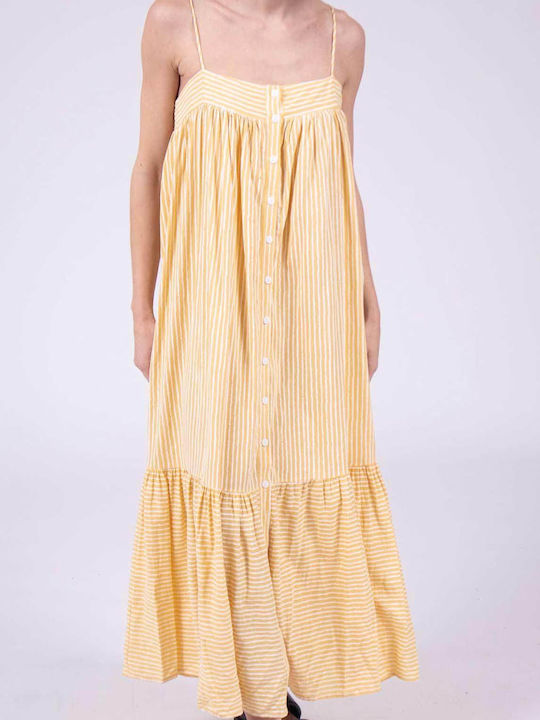 Cuca Summer Mini Dress with Ruffle Yellow