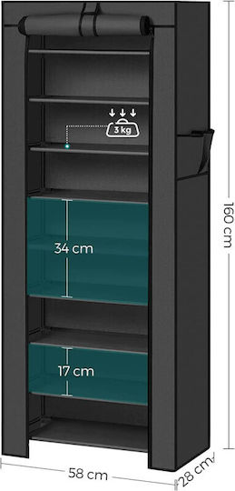 Stoff Schuhschrank mit 9 Regalen Schwarz L58xW28xH160cm