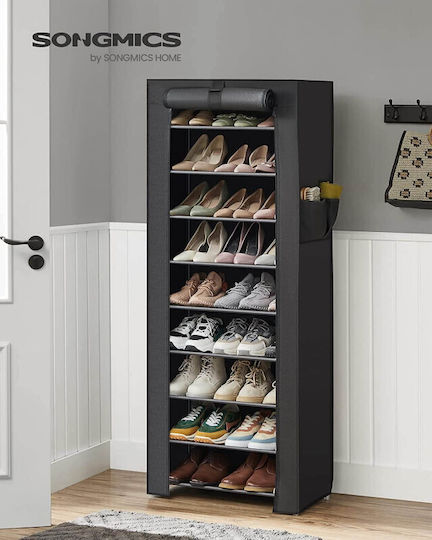 Stoff Schuhschrank mit 9 Regalen Schwarz L58xW28xH160cm