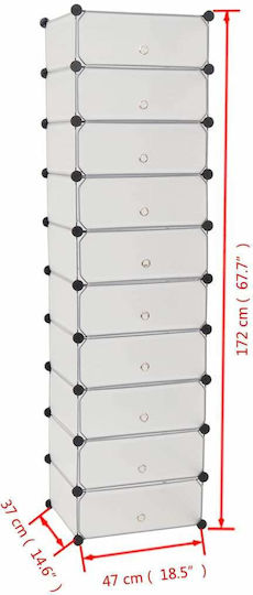 vidaXL Plastik Schuhaufbewahrungsbox in Weiß 47x37x172cm