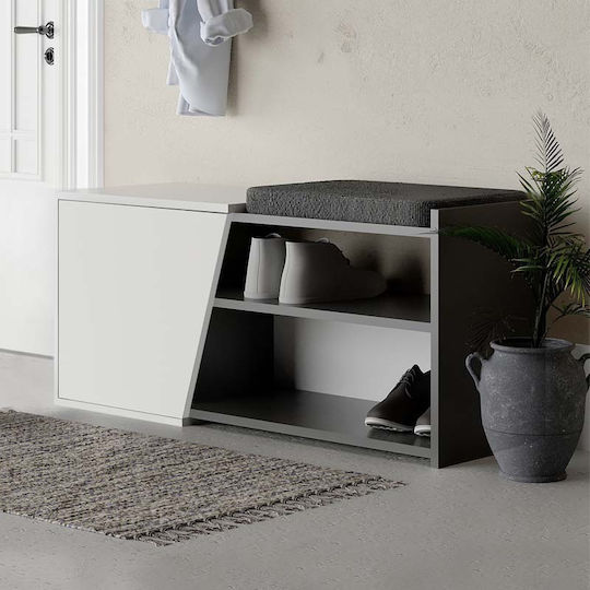 Дървен Обувна рафт Fiona с 2 рафта White / Charcoal Д104xШ37xВ47см
