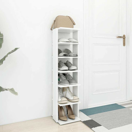 Holz Schuhschrank mit 6 Regalen White L25xW27xH102cm