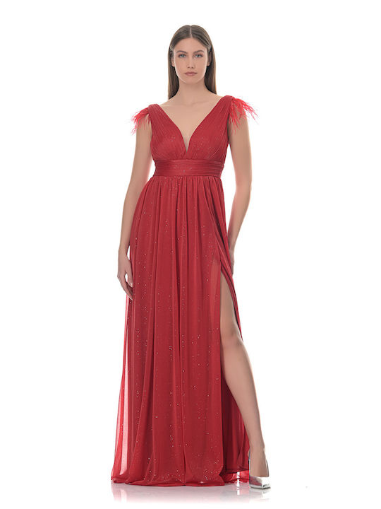 Farmaki Wedding - Christening Sleeveless Maxi Dress Red