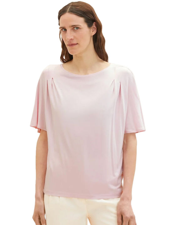 Tom Tailor Women's Summer Blouse Short Sleeve Pink