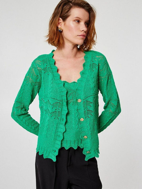 Women's Knitted Cardigan with Buttons Green