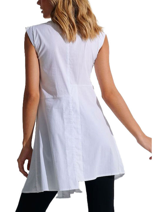 Ale - The Non Usual Casual Women's Summer Blouse Cotton Sleeveless White