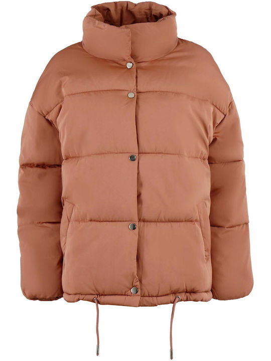 G Secret Women's Short Puffer Jacket for Winter Pink