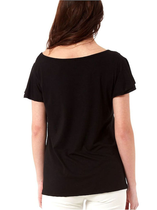 Anna Raxevsky Women's Summer Blouse Short Sleeve Black