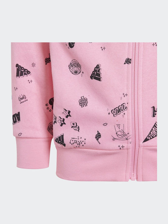 Brand Love Детски Комплект Анцуг Със Суитшърт С Цип Розов 2 Бройки
