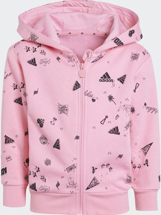 Brand Love Детски Комплект Анцуг Със Суитшърт С Цип Розов 2 Бройки