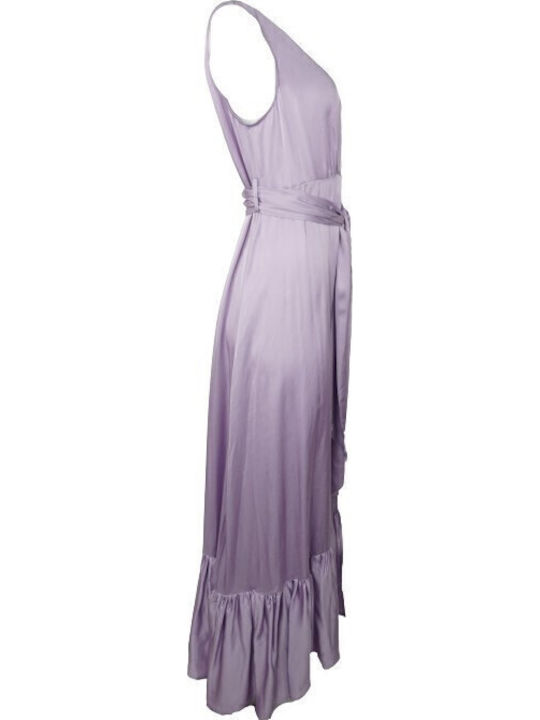 Summer Maxi Dress for Wedding / Baptism Satin Purple