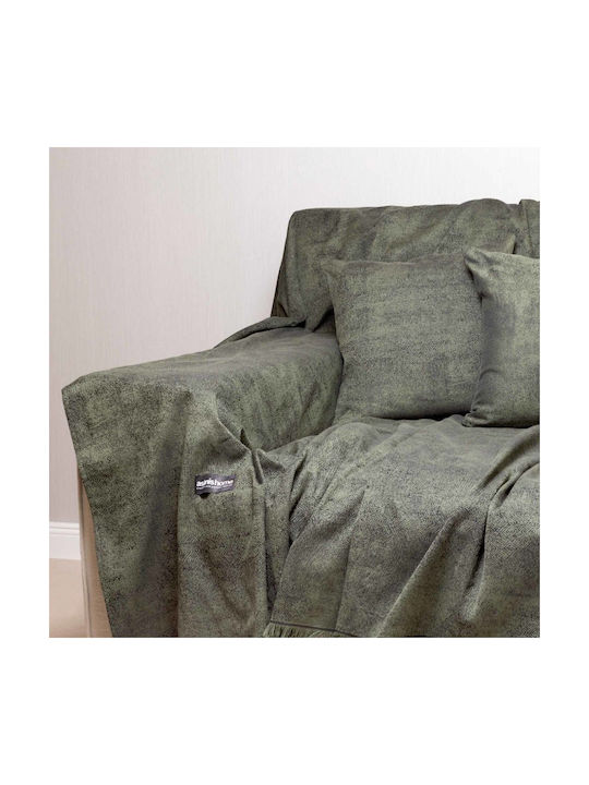 Aslanis Home Decorative Pillow Case Kedros from 100% Cotton Olive green / Charcoal 60x60cm.