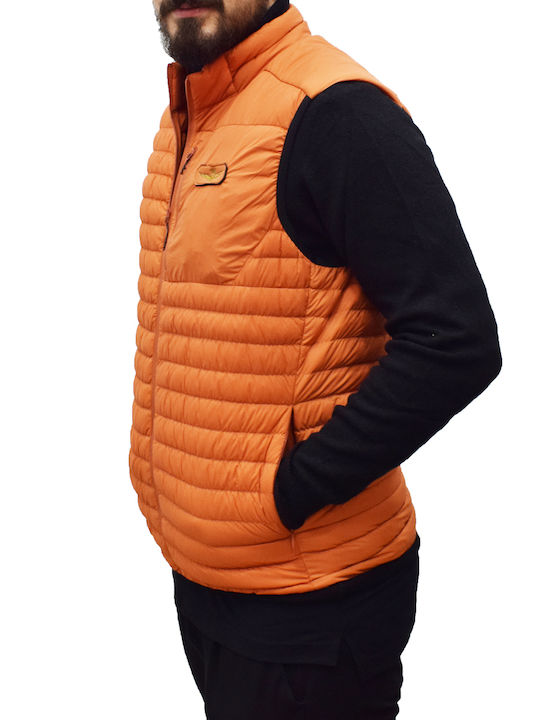 Aeronautica Militare Men's Sleeveless Puffer Jacket Orange